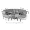 Maze Lounge Outdoor Fabric Pulse Taupe Deluxe Square Corner Dining Set with Fire Pit Table