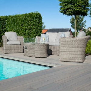 Maze Rattan Garden Furniture Oxford 2 Seat Sofa Set with Firepit Coffee Table Maze Rattan Garden Furniture Oxford 2 Seat Sofa Set with Firepit Coffee Table