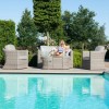 Maze Rattan Garden Furniture Oxford 2 Seat Sofa Set with Firepit Coffee Table