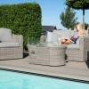 Maze Rattan Garden Furniture Oxford 2 Seat Sofa Set with Firepit Coffee Table