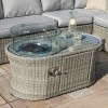 Maze Rattan Garden Furniture Oxford Small Corner Sofa Set with Fire Pit Table