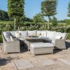 Maze Rattan Garden Furniture Oxford Royal U Shaped Sofa Dining Set with Fire Pit