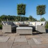 Maze Rattan Garden Furniture Oxford Royal U Shaped Sofa Dining Set with Fire Pit
