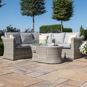 Maze Rattan Garden Furniture Oxford Small Corner Sofa Set with Fire Pit Table Maze Rattan Garden Furniture Oxford Small Corner Sofa Set with Fire Pit Table