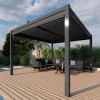 Maze Lounge Outdoor Furniture Grey 3m Square Aluminium Pergola with 4 Drop Sides