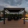 Maze Lounge Outdoor Furniture Grey 3m Square Aluminium Pergola with 4 Drop Sides