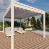 Maze Lounge Outdoor Furniture White 3m Square Aluminium Pergola with 4 Drop Sides