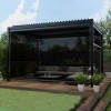Maze Lounge Outdoor Furniture Grey 3mx4m Rectangular Aluminium Pergola with 4 Drop Sides