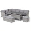 Maze Rattan Garden Furniture Santorini Grey Rectangular Corner Dining Set with Rising Table