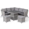 Maze Rattan Garden Furniture Santorini Grey Square Corner Dining Set with Rising Table