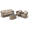 Maze Rattan Garden Furniture Winchester 3 Seat Sofa Set with Firepit Coffee Table