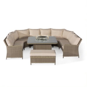 Maze Rattan Garden Furniture Winchester Royal U Shaped Sofa Dining Set with Fire Pit Maze Rattan Garden Furniture Winchester Royal U Shaped Sofa Dining Set with Fire Pit