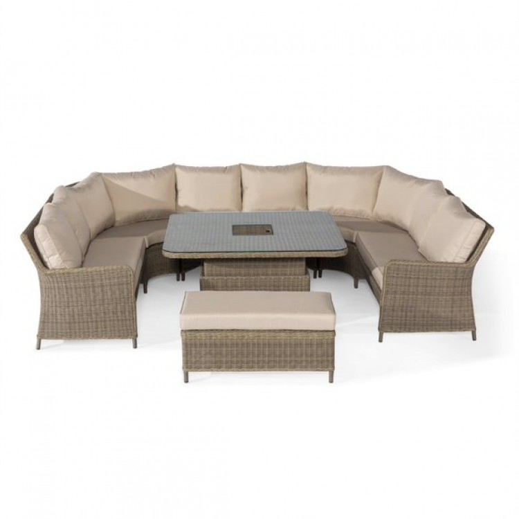 Maze Rattan Garden Furniture Winchester Royal U Shaped Sofa Set with Rising Table