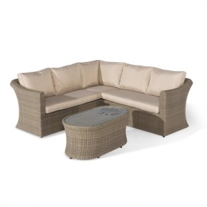 Maze Rattan Garden Furniture Winchester Small Corner Sofa Set with Fire Pit Table Maze Rattan Garden Furniture Winchester Small Corner Sofa Set with Fire Pit Table