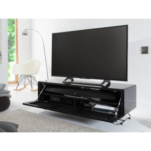 Alphason Furniture Chromium Concept Black TV Stand with Speaker Mesh Front Alphason Furniture Chromium Concept Black TV Stand with Speaker Mesh Front