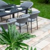 Maze Lounge Outdoor Fabric Pebble Flanelle 8 Seat Rectangular Fire Pit Dining Set