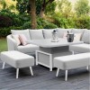 Maze Lounge Outdoor Fabric Ambition Lead Chine Square Corner Dining Set with Rising Table