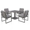 Maze Lounge Outdoor Amalfi Aluminium Grey 4 Seat Square Dining Set with Rising Table