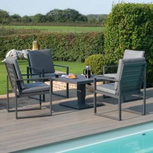 Maze Lounge Outdoor Amalfi Aluminium Grey 4 Seat Square Dining Set with Rising Table Maze Lounge Outdoor Amalfi Aluminium Grey 4 Seat Square Dining Set with Rising Table