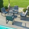 Maze Lounge Outdoor Amalfi Aluminium Grey 4 Seat Square Dining Set with Rising Table