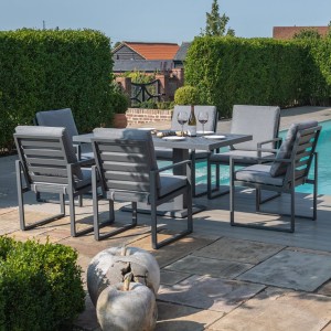 Maze Lounge Outdoor Furniture Amalfi Grey 6 Seat Rectangular Dining Set with Rising Table Maze Lounge Outdoor Furniture Amalfi Grey 6 Seat Rectangular Dining Set with Rising Table