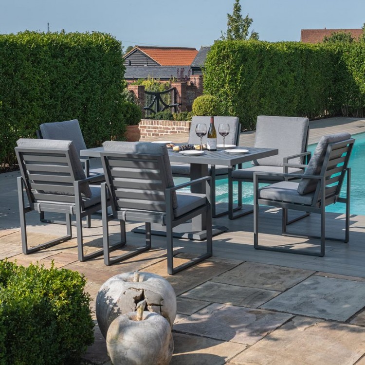 Maze Lounge Outdoor Furniture Amalfi Grey 6 Seat Rectangular Dining Set with Rising Table