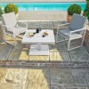 Maze Lounge Outdoor Furniture Amalfi White 3 Piece Bistro Set with Rising Table