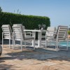 Maze Lounge Outdoor Furniture Amalfi White 6 Seat Rectangular Dining Set with Rising Table