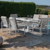 Maze Lounge Outdoor Furniture Amalfi White 6 Seat Rectangular Dining Set with Rising Table