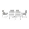 Maze Lounge Outdoor Furniture Amalfi White 6 Seat Rectangular Dining Set with Rising Table