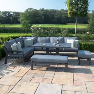 Maze Lounge Outdoor Furniture New York Grey Corner Dining Set with Rising Table Maze Lounge Outdoor Furniture New York Grey Corner Dining Set with Rising Table