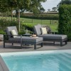 Maze Lounge Outdoor Amalfi Aluminium Grey Double Sunlounger with Side Table