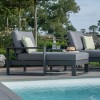 Maze Lounge Outdoor Amalfi Aluminium Grey Double Sunlounger with Side Table