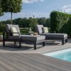 Maze Lounge Outdoor Amalfi Aluminium Grey Double Sunlounger with Side Table