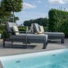 Maze Lounge Outdoor Amalfi Aluminium Grey Double Sunlounger with Side Table