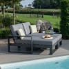 Maze Lounge Outdoor Amalfi Aluminium Grey Double Sunlounger with Side Table