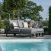 Maze Lounge Outdoor Amalfi Aluminium Grey Double Sunlounger with Side Table