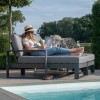 Maze Lounge Outdoor Amalfi Aluminium Grey Double Sunlounger with Side Table