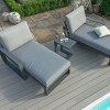 Maze Lounge Outdoor Amalfi Aluminium Grey Double Sunlounger with Side Table