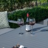 Maze Lounge Outdoor Amalfi Aluminium Grey Small Corner Dining with Square Rising Table and Footstools