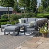 Maze Lounge Outdoor Amalfi Aluminium Grey Small Corner Dining with Square Rising Table and Footstools