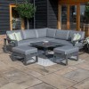 Maze Lounge Outdoor Amalfi Aluminium Grey Small Corner Dining with Square Rising Table and Footstools