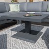 Maze Lounge Outdoor Amalfi Aluminium Grey Small Corner Dining with Square Rising Table and Footstools