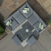 Maze Lounge Outdoor Amalfi Aluminium Grey Small Corner Dining with Square Rising Table and Footstools