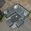 Maze Lounge Outdoor Amalfi Aluminium Grey Small Corner Dining with Square Rising Table and Footstools