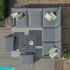 Maze Lounge Outdoor Amalfi Aluminium Grey Small Corner Dining with Square Rising Table and Footstools