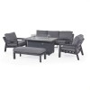 Maze Lounge Outdoor New York Aluminium Grey 3 Seat Sofa Dining Set with Fire Pit Table