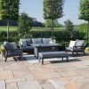 Maze Lounge Outdoor New York Aluminium Grey 3 Seat Sofa Dining Set with Fire Pit Table