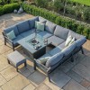 Maze Lounge Outdoor Furniture New York Grey U-shaped Sofa Set With Fire Pit Table