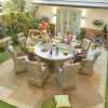 Nova Garden Furniture Oyster Natural Round 8 Seat Rattan Dining Set